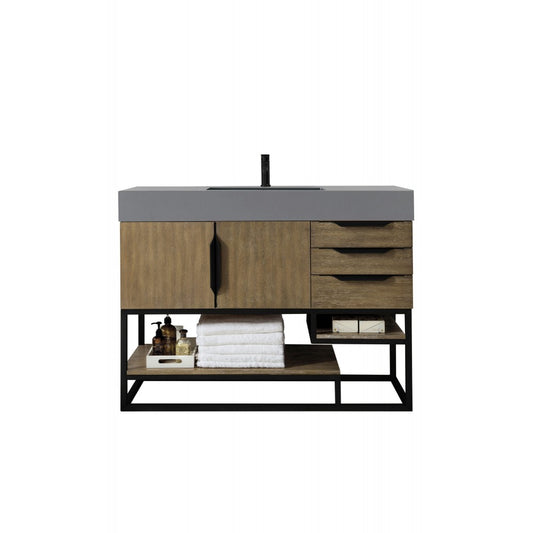 Columbia 48" Single Vanity Latte Oak Black w/Dusk Gray Glossy Composite Top