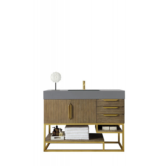 Columbia 48" Single Vanity Latte Oak Radiant Gold w/Dusk Gray  Composite Top