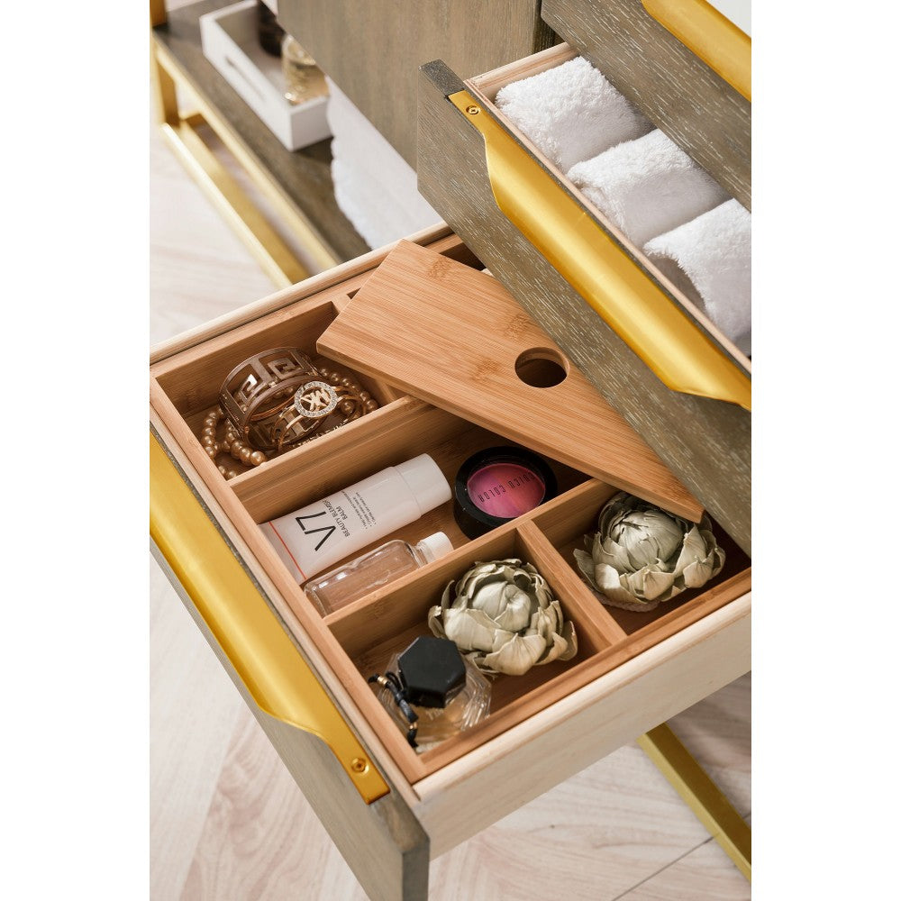 Columbia 48" Single Vanity Latte Oak Radiant Gold w/ Glossy White Composite Top