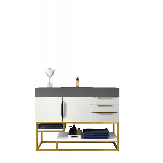 Columbia 48" Single Vanity  White Radiant Gold w/Dusk Gray  Composite Top