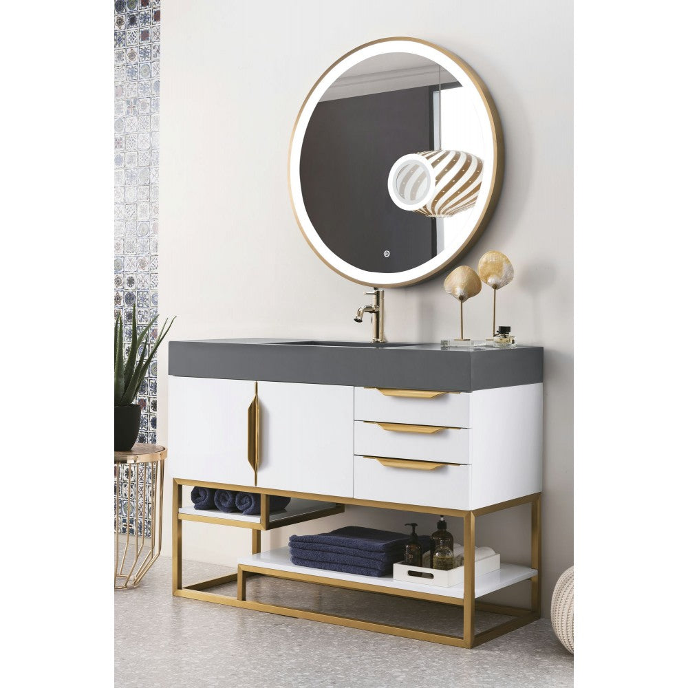 Columbia 48" Single Vanity  White Radiant Gold w/Dusk Gray  Composite Top