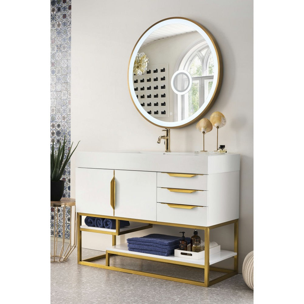 Columbia 48" Single Vanity  White Radiant Gold w/ White Composite Top