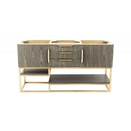Columbia 59" Double Vanity, Ash Gray, Radiant Gold