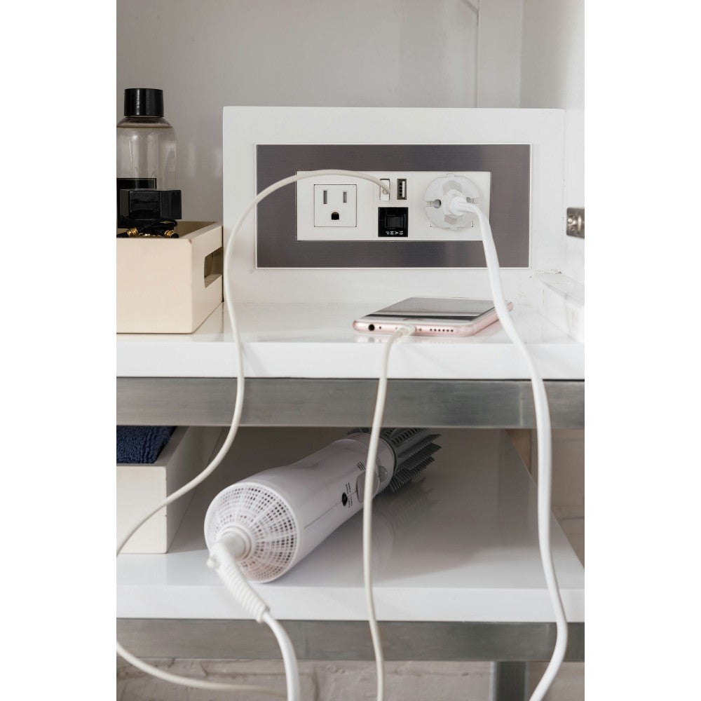 Columbia 59" Double Vanity, Glossy White w/ Dusk Gray Glossy Composite Top