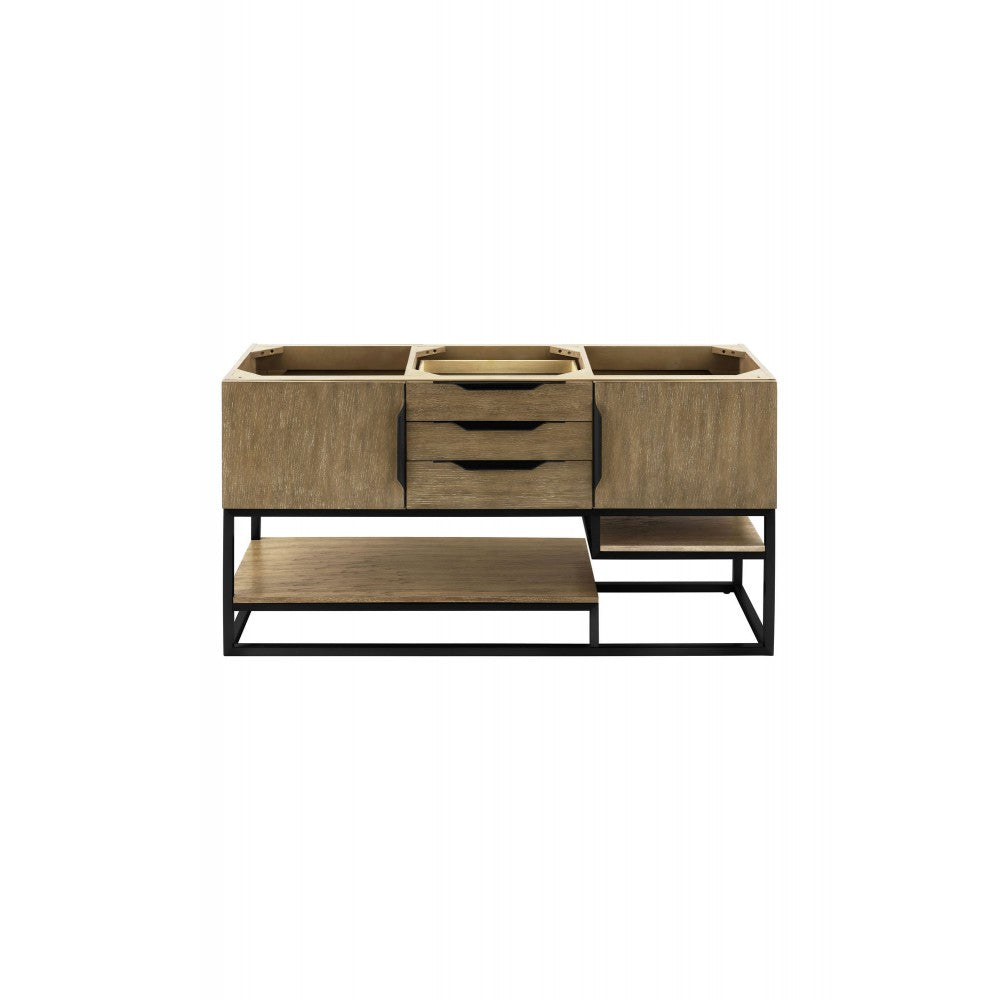 Columbia 59" Double Vanity, Latte Oak, Matte Black