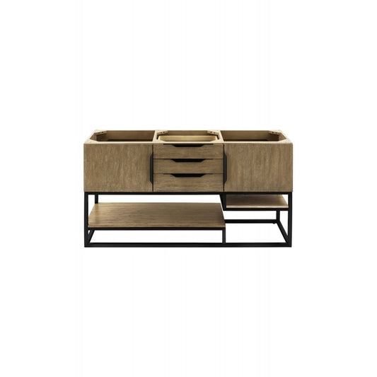 Columbia 59" Double Vanity, Latte Oak, Matte Black