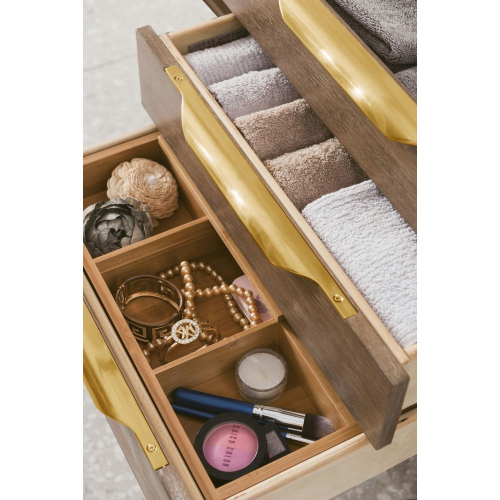 Columbia 59" Double Vanity Latte Oak Radiant Gold w/Dusk Gray  Composite Top