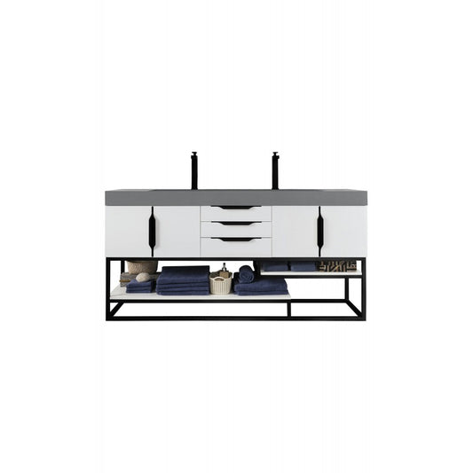 Columbia 72" Double Vanity Glossy White Black w/Dusk Gray Glossy Composite Top