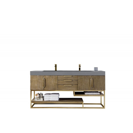 Columbia 72" Double Vanity Latte Oak Radiant Gold w/Dusk Gray  Composite Top