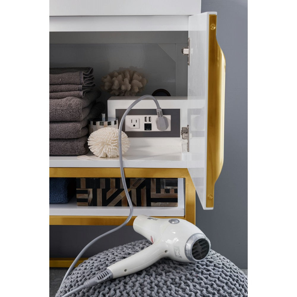 Columbia 72" Double Vanity  White Radiant Gold w/ White Composite Top