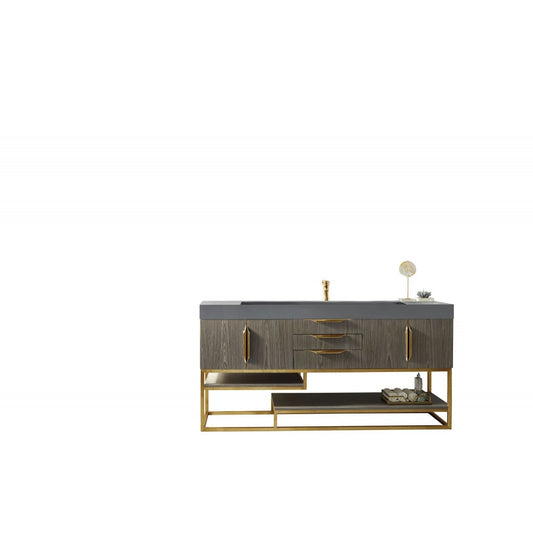 Columbia 72" Single Vanity Ash Gray Radiant Gold w/Dusk Gray  Composite Top