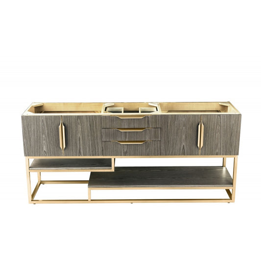 Columbia 72" Single Vanity, Ash Gray, Radiant Gold