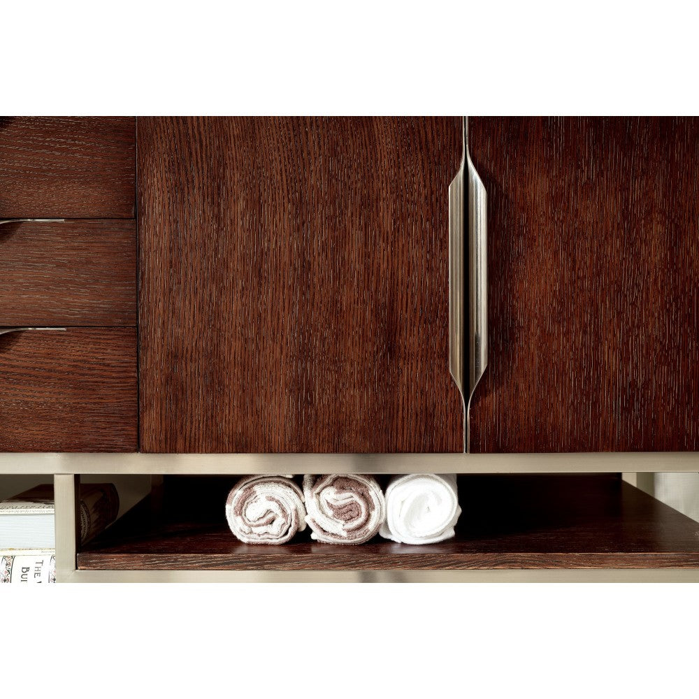 Columbia 72" Single Vanity, Coffee Oak w/ Dusk Gray Glossy Composite Top