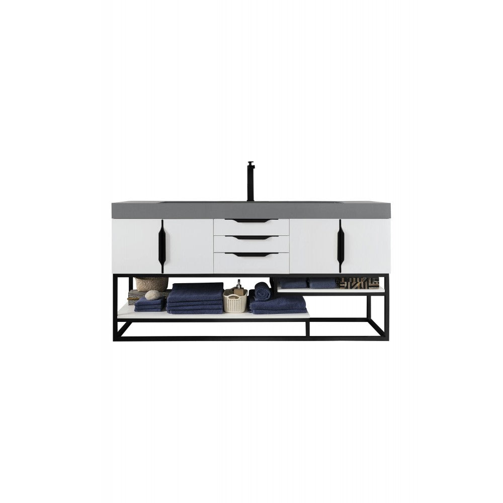 Columbia 72" Single Vanity Glossy White Black w/Dusk Gray Glossy Composite Top