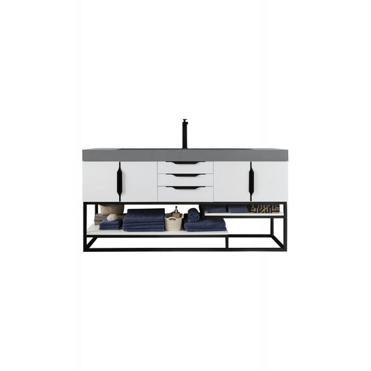 Columbia 72" Single Vanity Glossy White Black w/Dusk Gray Glossy Composite Top