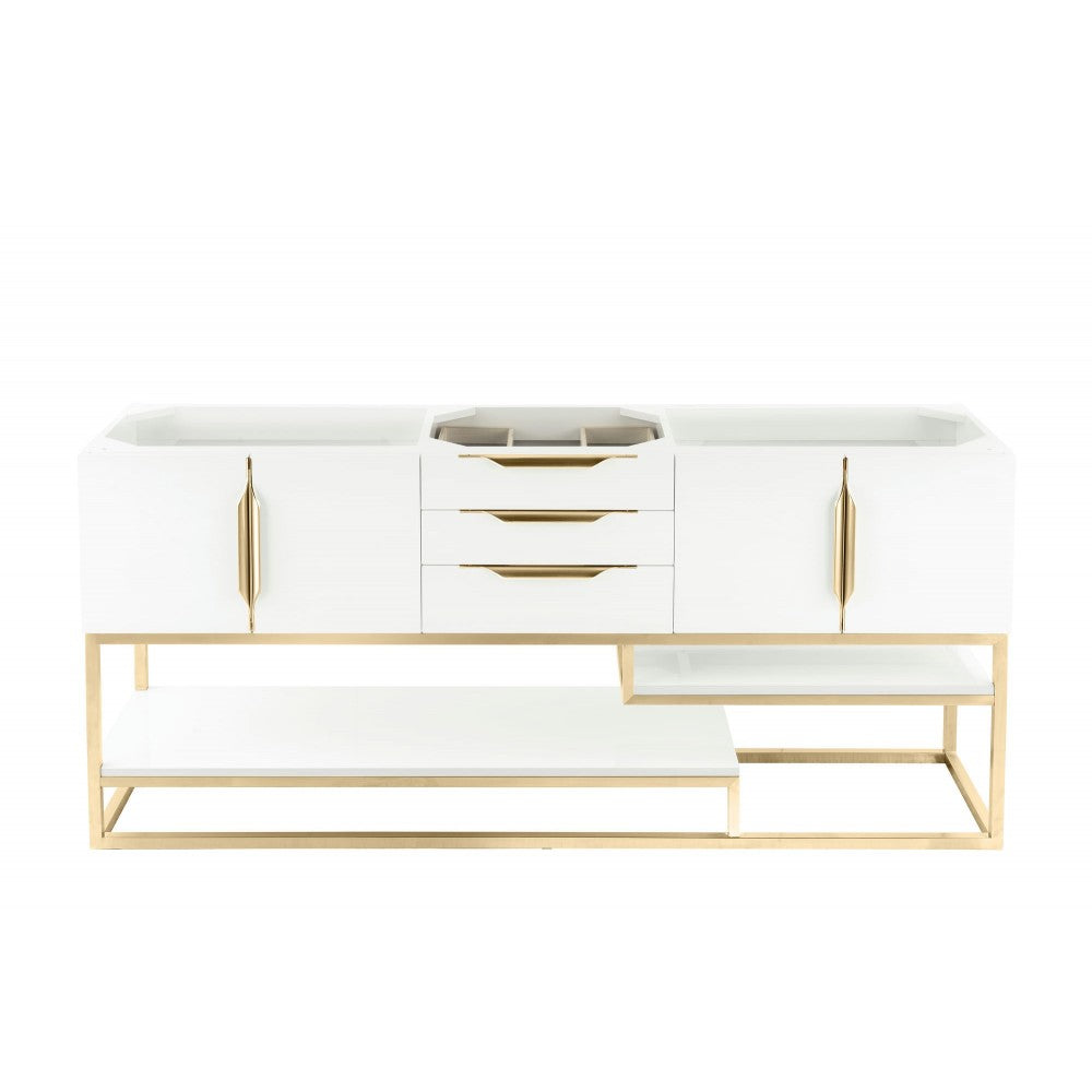 Columbia 72" Single Vanity, Glossy White, Radiant Gold