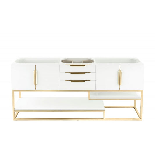 Columbia 72" Single Vanity, Glossy White, Radiant Gold