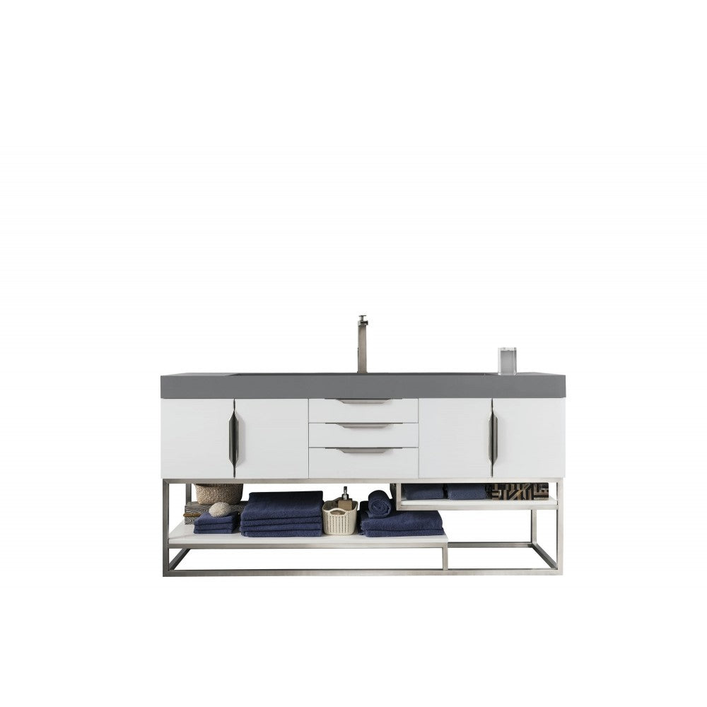 Columbia 72" Single Vanity, Glossy White w/ Dusk Gray Glossy Composite Top
