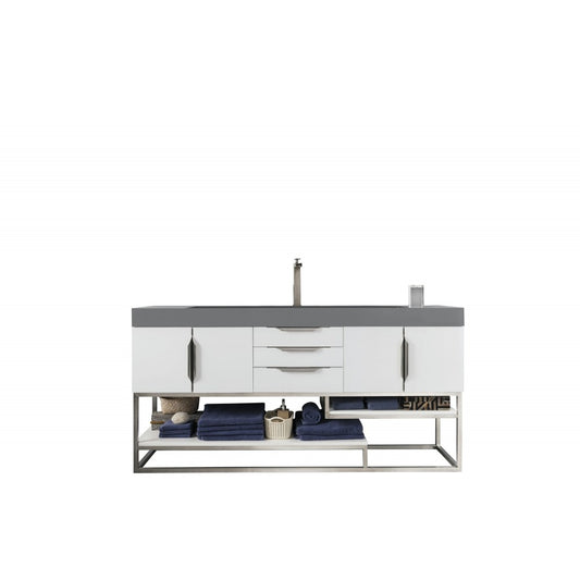 Columbia 72" Single Vanity, Glossy White w/ Dusk Gray Glossy Composite Top
