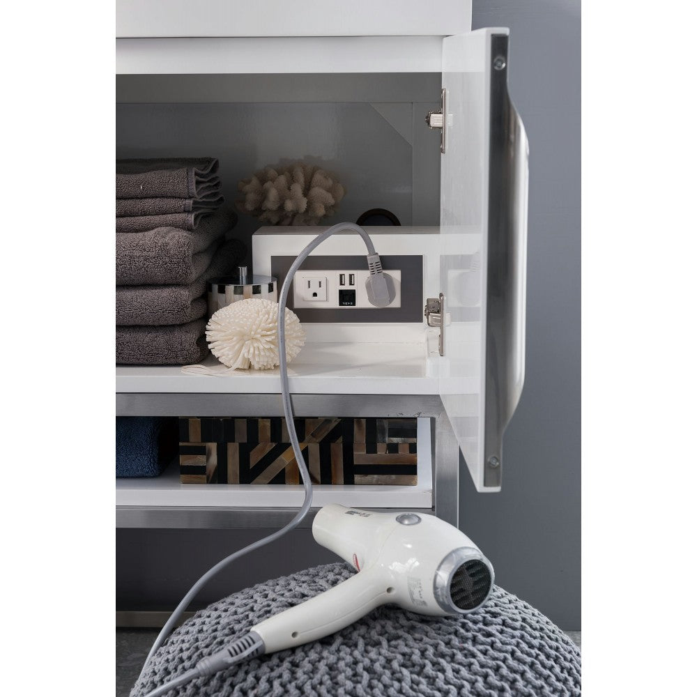Columbia 72" Single Vanity, Glossy White w/ Glossy White Composite Top