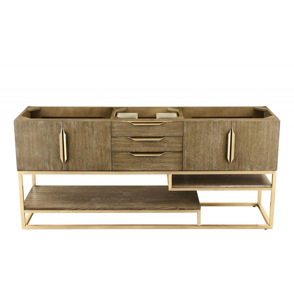 Columbia 72" Single Vanity, Latte Oak, Radiant Gold