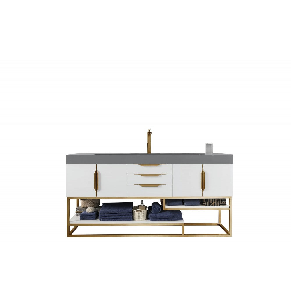 Columbia 72" Single Vanity  White Radiant Gold w/Dusk Gray  Composite Top