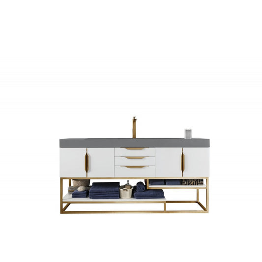 Columbia 72" Single Vanity  White Radiant Gold w/Dusk Gray  Composite Top