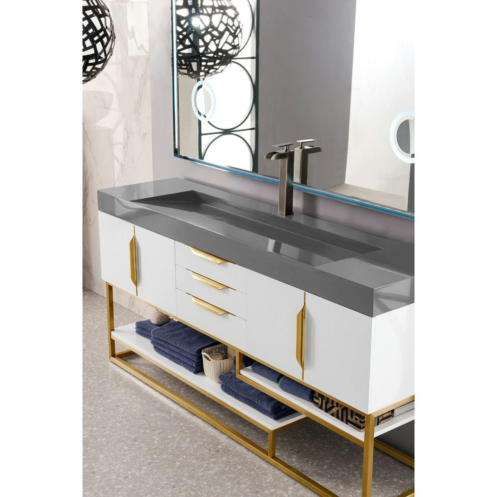 Columbia 72" Single Vanity  White Radiant Gold w/Dusk Gray  Composite Top