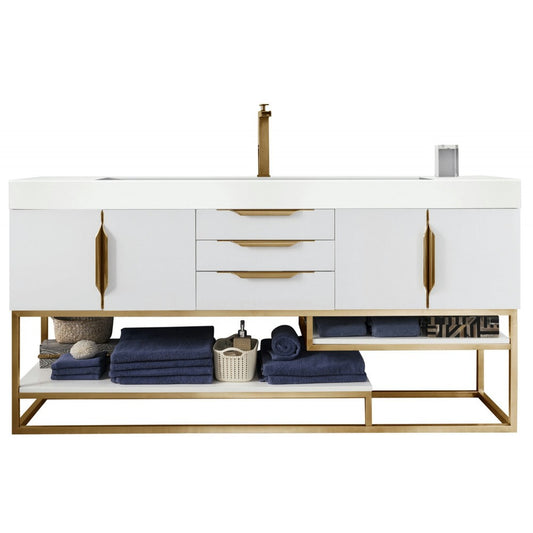 Columbia 72" Single Vanity  White Radiant Gold w/ White Composite Top
