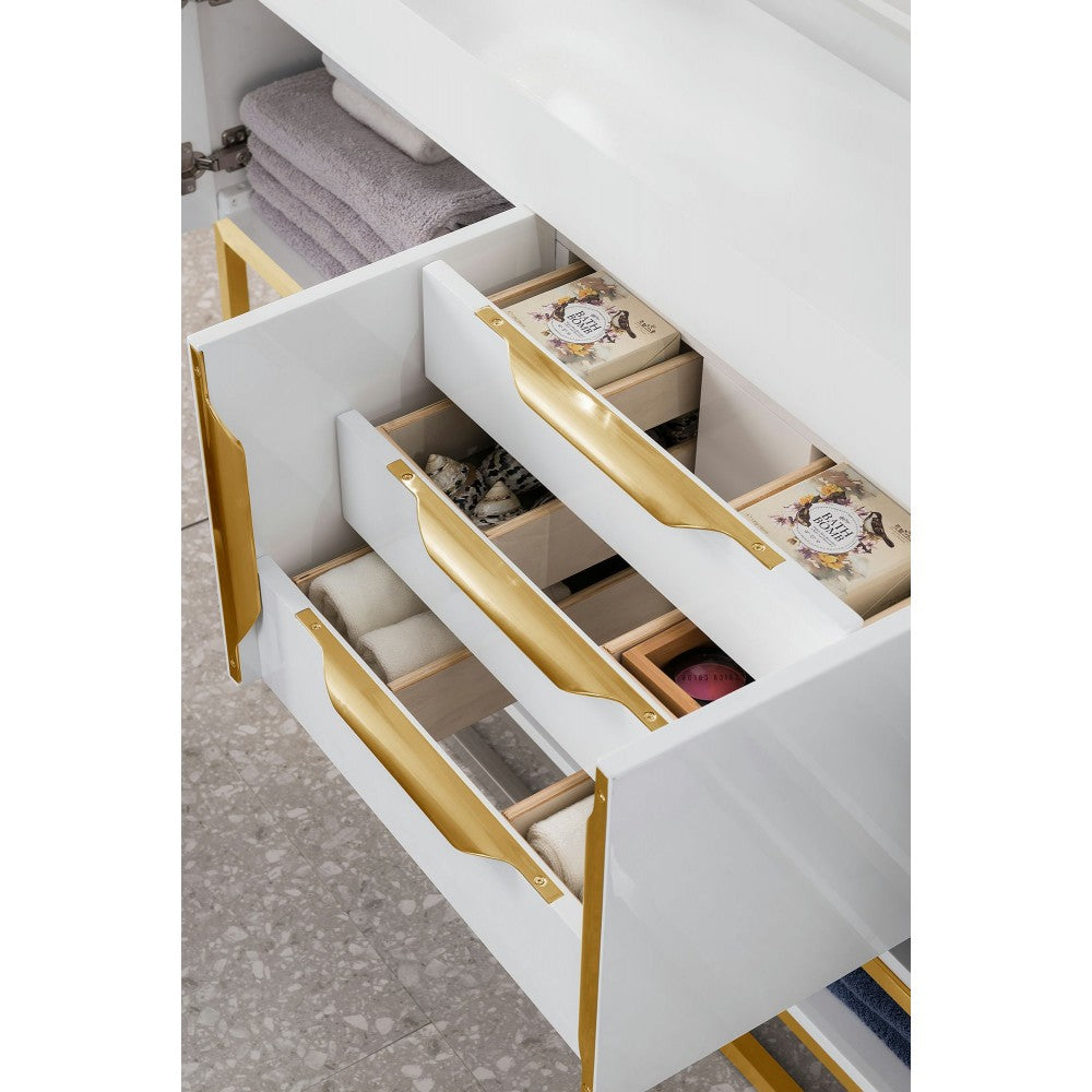 Columbia 72" Single Vanity  White Radiant Gold w/ White Composite Top