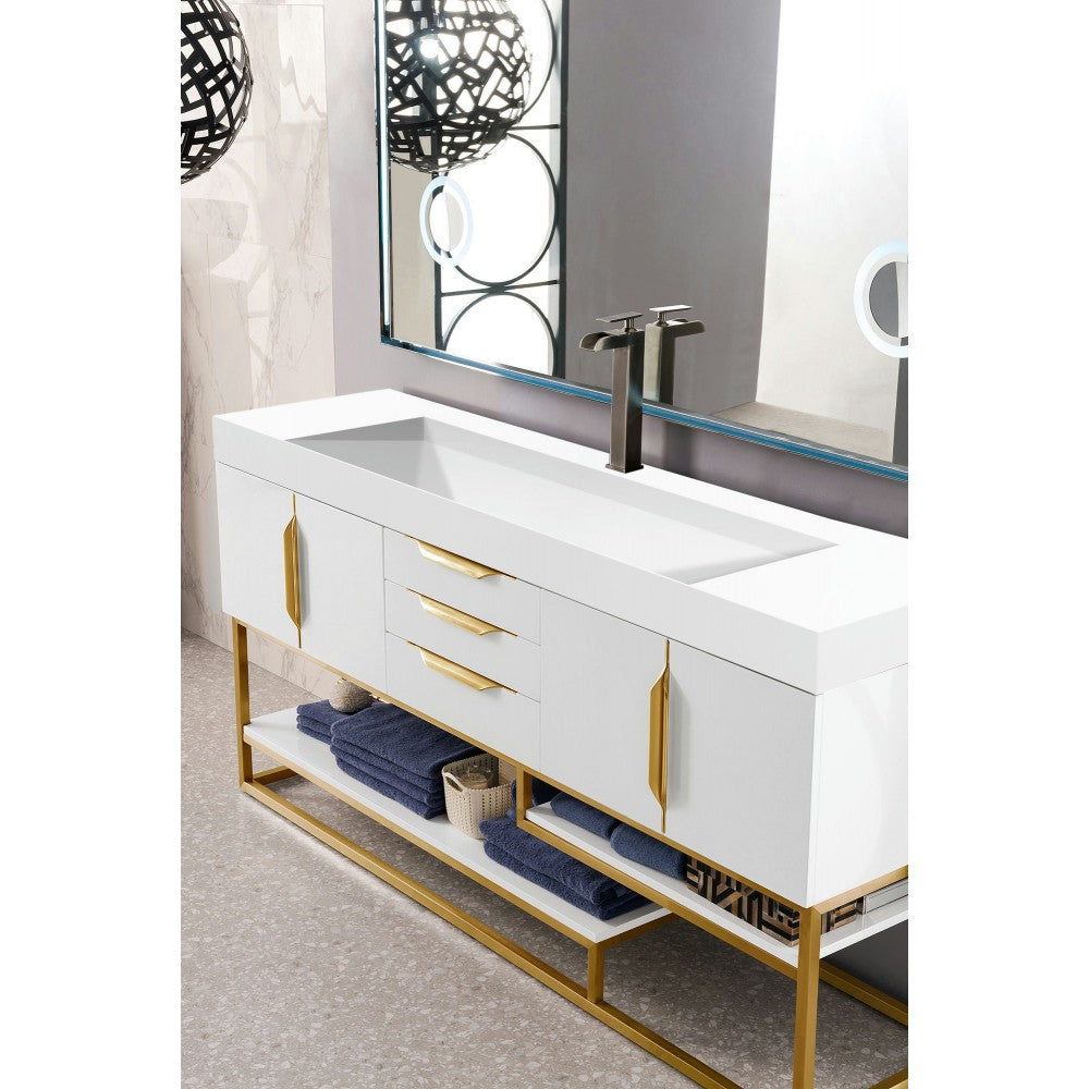 Columbia 72" Single Vanity  White Radiant Gold w/ White Composite Top