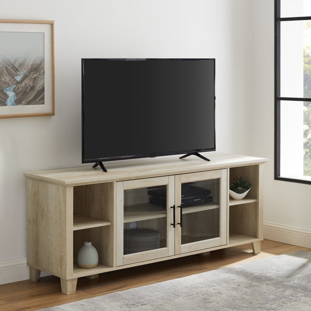 Columbus 58" TV Stand with Middle Doors - White Oak