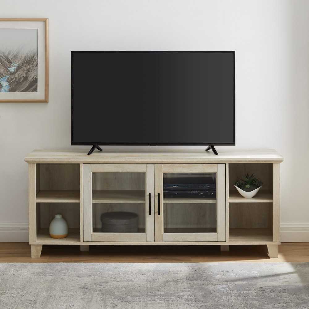 Columbus 58" TV Stand with Middle Doors - White Oak