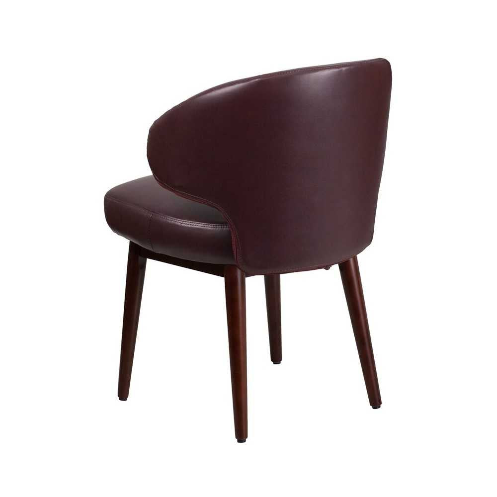 Comfort Back Series Burgundy LeatherSoft Side Reception Chair with Walnut Legs