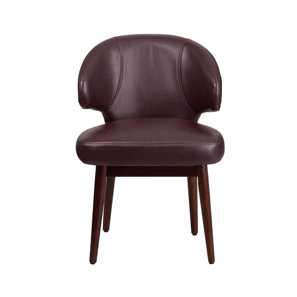 Comfort Back Series Burgundy LeatherSoft Side Reception Chair with Walnut Legs