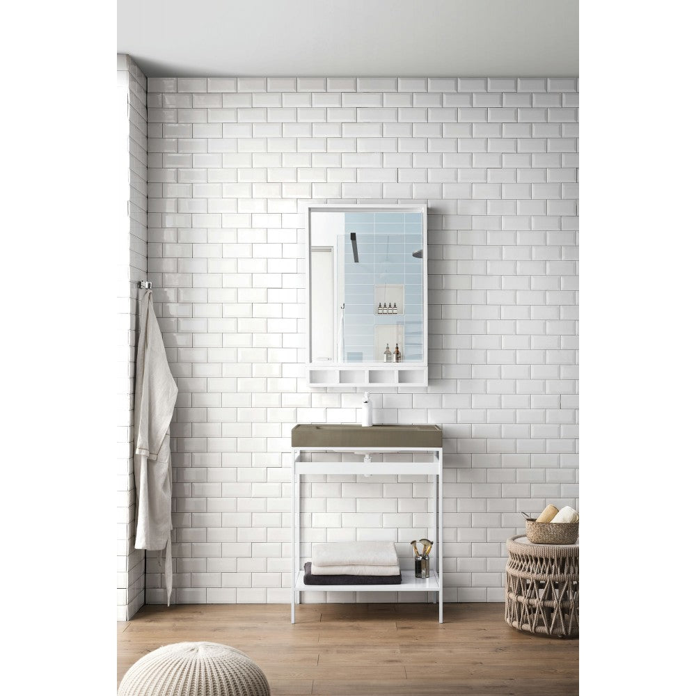 Como 27.6" Sink Console, Glossy White, Glossy White w/Stone Gray Composite Top