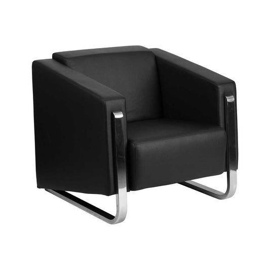Contemporary Black LeatherSoft Chair with Stainless Steel Frame
