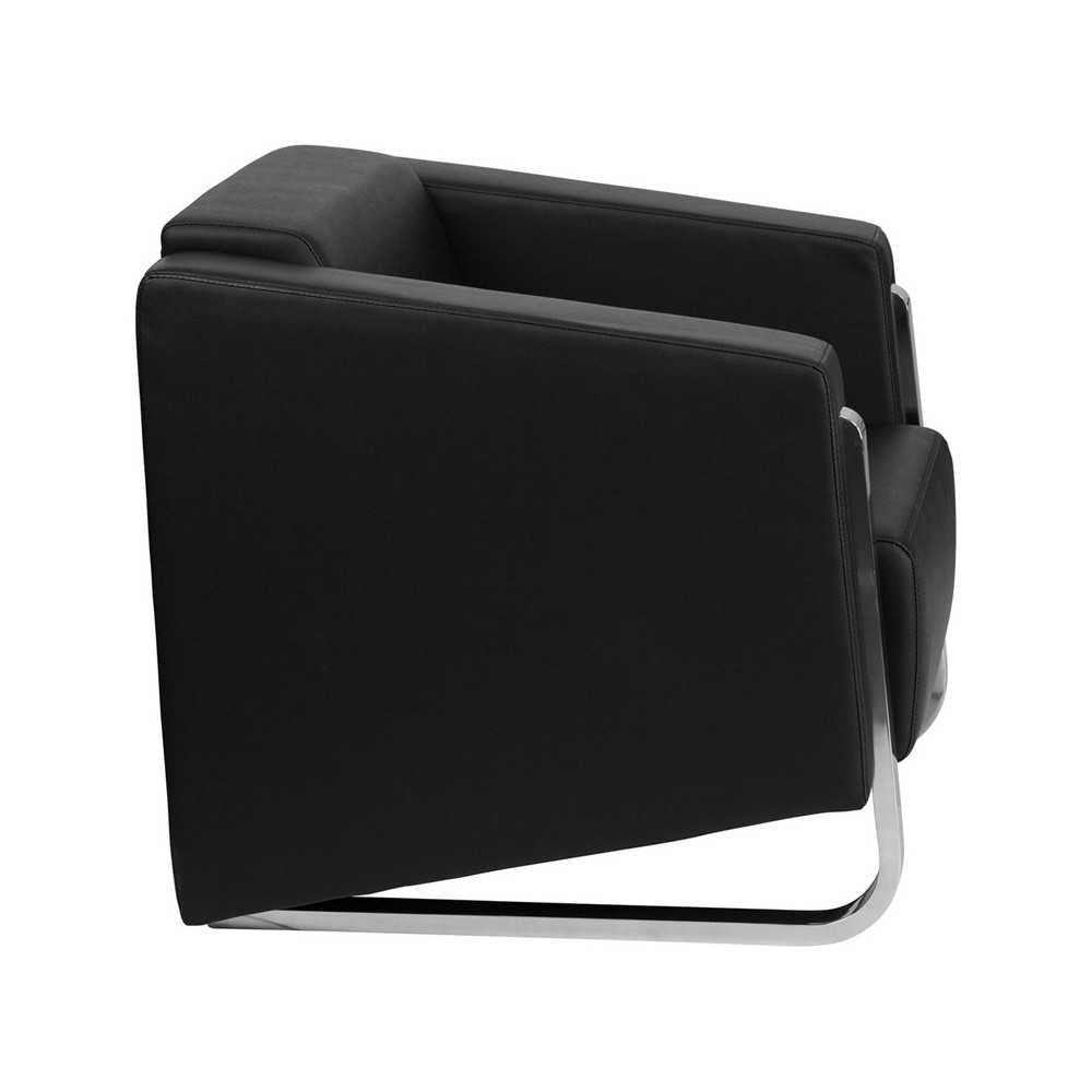 Contemporary Black LeatherSoft Chair with Stainless Steel Frame