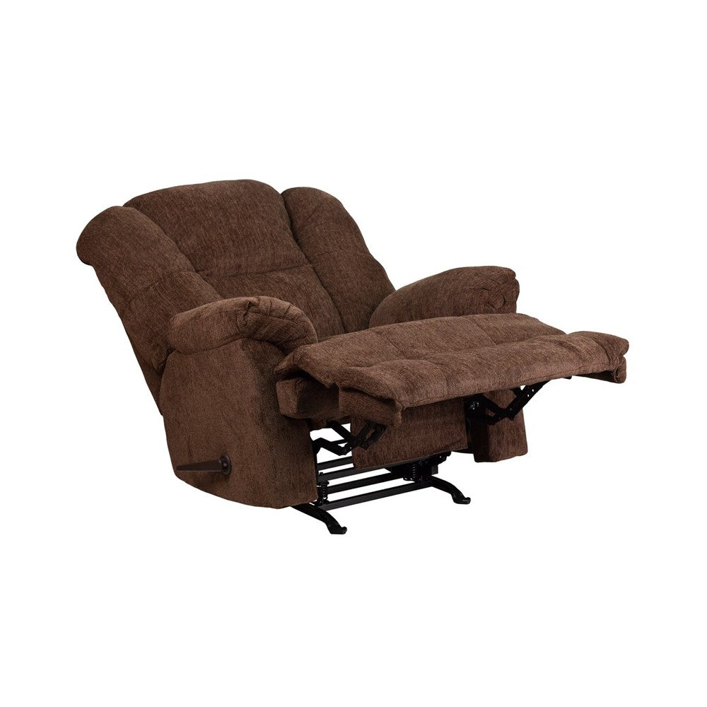 Contemporary Hillel Chocolate Chenille Rocker Recliner