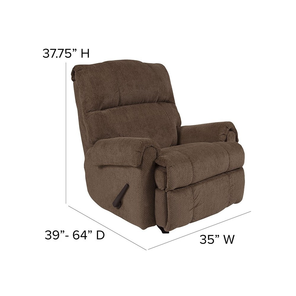 Contemporary Kelly Bark Super Soft Microfiber Rocker Recliner