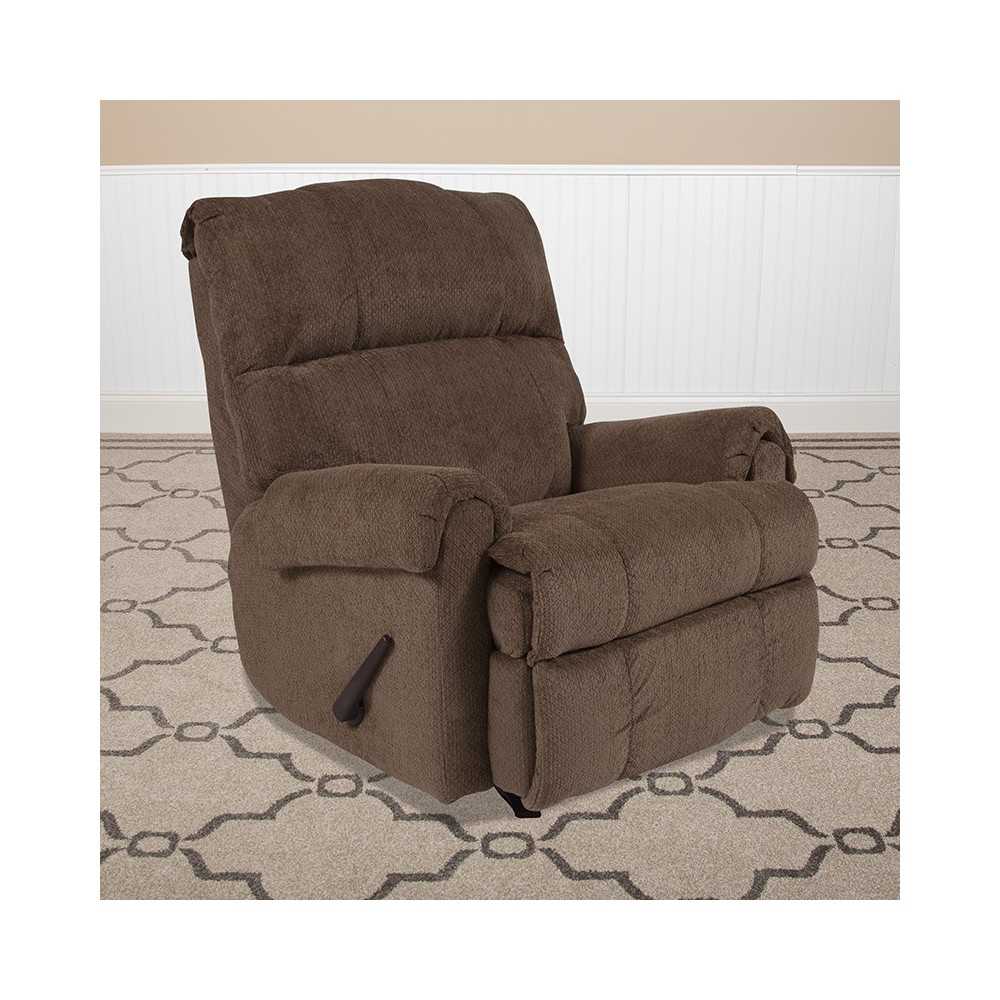 Contemporary Kelly Bark Super Soft Microfiber Rocker Recliner