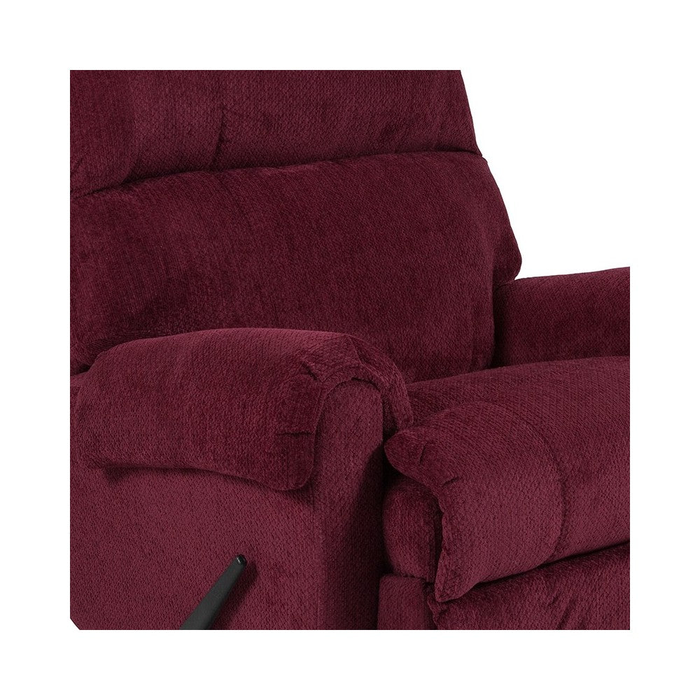 Contemporary Kelly Burgundy Super Soft Textured Microfiber Rocker Recliner