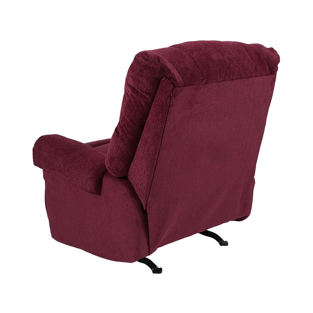 Contemporary Kelly Burgundy Super Soft Textured Microfiber Rocker Recliner