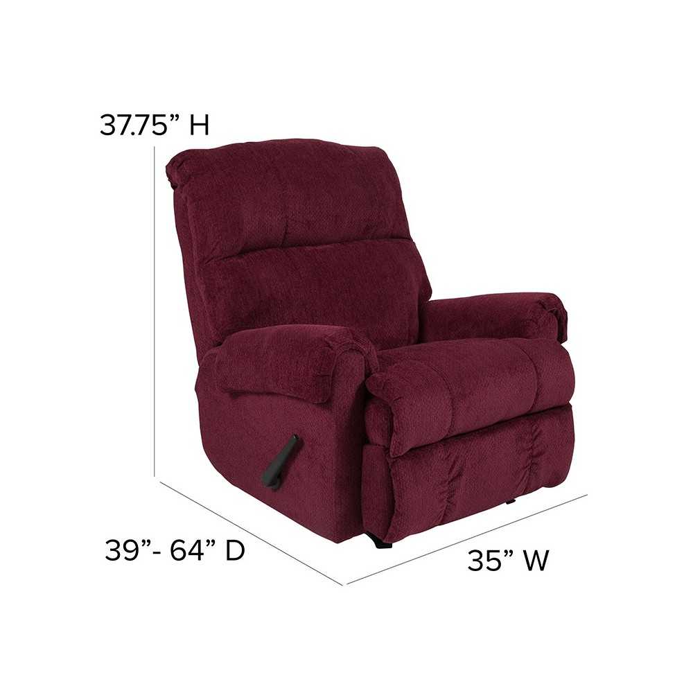 Contemporary Kelly Burgundy Super Soft Textured Microfiber Rocker Recliner