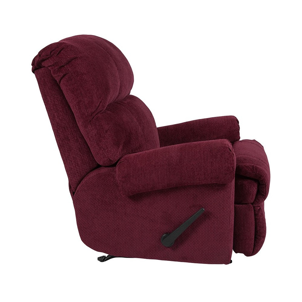 Contemporary Kelly Burgundy Super Soft Textured Microfiber Rocker Recliner