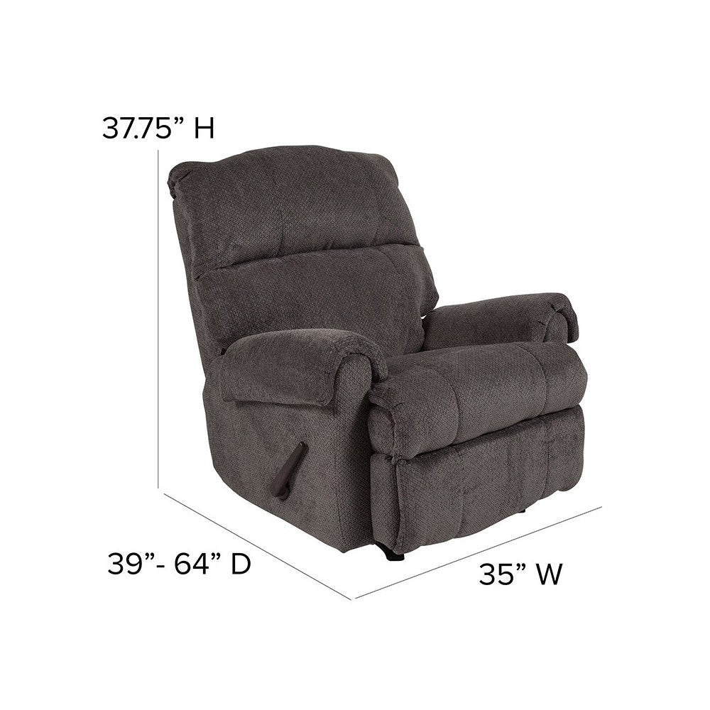 Contemporary Kelly Gray Super Soft Microfiber Rocker Recliner