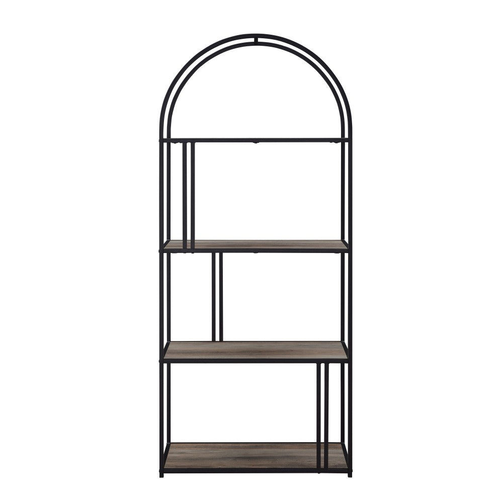 Contemporary Metal Arch Asymmetric Bookshelf - Gray Wash