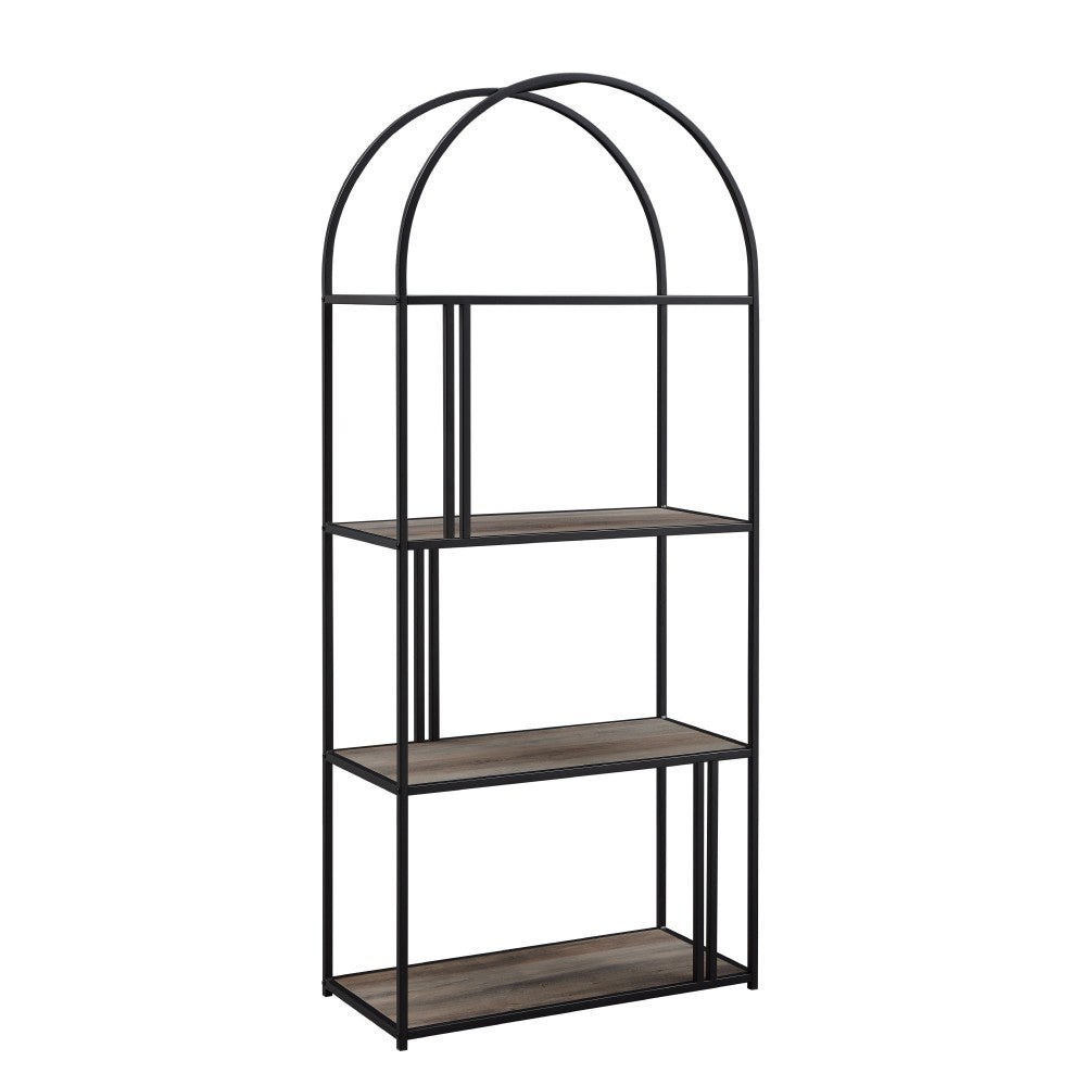 Contemporary Metal Arch Asymmetric Bookshelf - Gray Wash