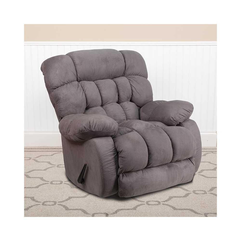 Contemporary Softsuede Graphite Microfiber Rocker Recliner