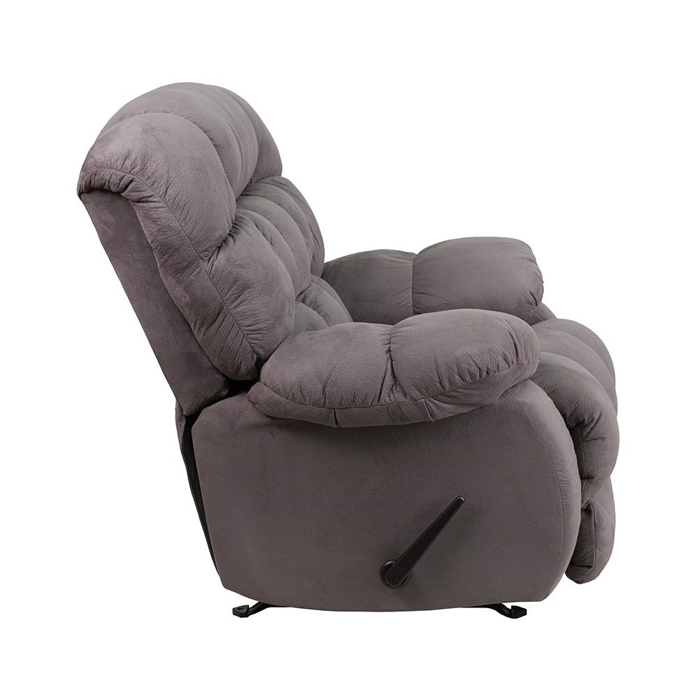 Contemporary Softsuede Graphite Microfiber Rocker Recliner